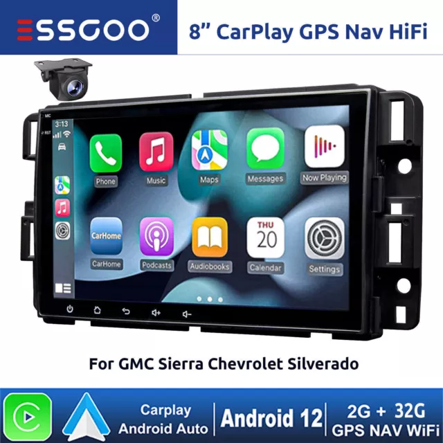 8" Apple Carplay Car  Stereo Android12 Radio GPS For GMC Sierra Chevy Silverado