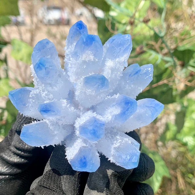 296g New Find blue Phantom Quartz Crystal Cluster Mineral Specimen Healing