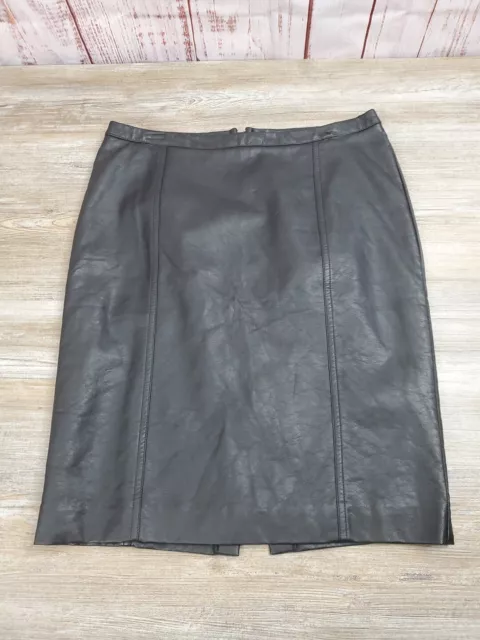 Worthington Black Pleather Skirt Womens 6 Petite Faux Leather Pencil Knee Length
