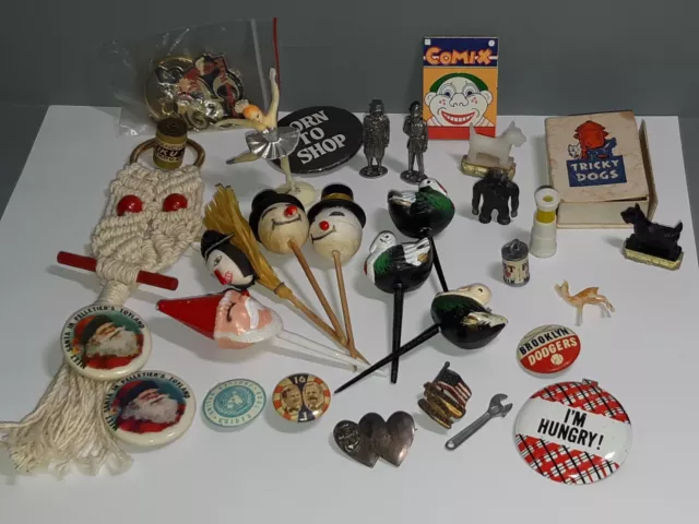 Junk Drawer Lot Vtg Cracker Jack Toys Pins Cupcake Picks Military Political Junk Drawer Lot Vtg Cracker Jack Toys Pins Cupcake Picks Military Political