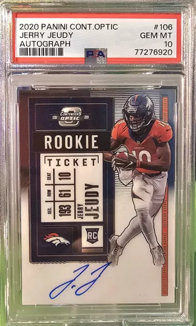 2020 Panini Contenders Optic Jerry Jeudy RC Auto PSA 10 !! On Card Auto Broncos