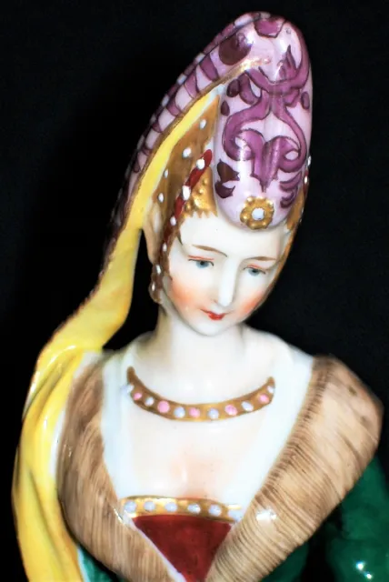 Antique German Dressel Kister Medieval Lady Queen Half Doll Porcelain Figurine 2