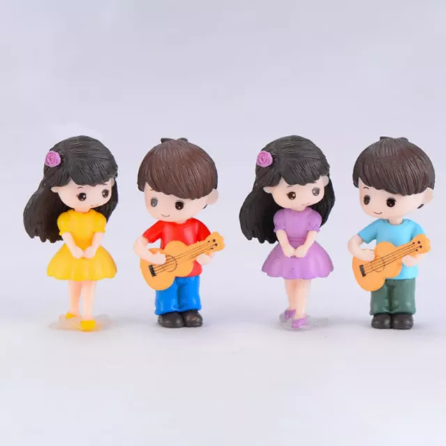 1 Pair Sweet Lovers Couple Figurines Miniature Craft With Guitar OrnamentA*QV