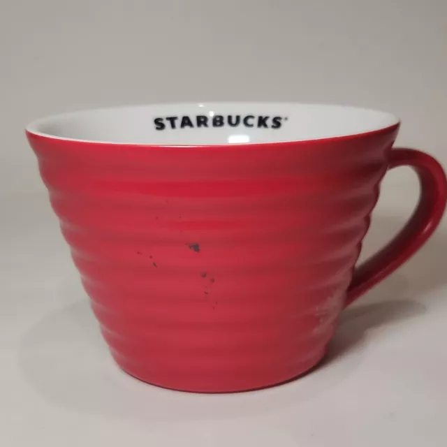 Starbucks Year Of The Sheep Red Coffee Mug Ribbed Tea Cup 2014 Asia Rare