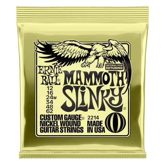 Ernie Ball Mammoth Slinky Nickel Wound Electric Guitar Strings, 12-62 Gauge