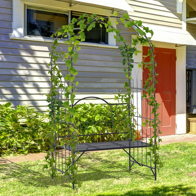 43 INCH METAL Garden Arbor Arch Bench Trellis for Vines Climbing Plant