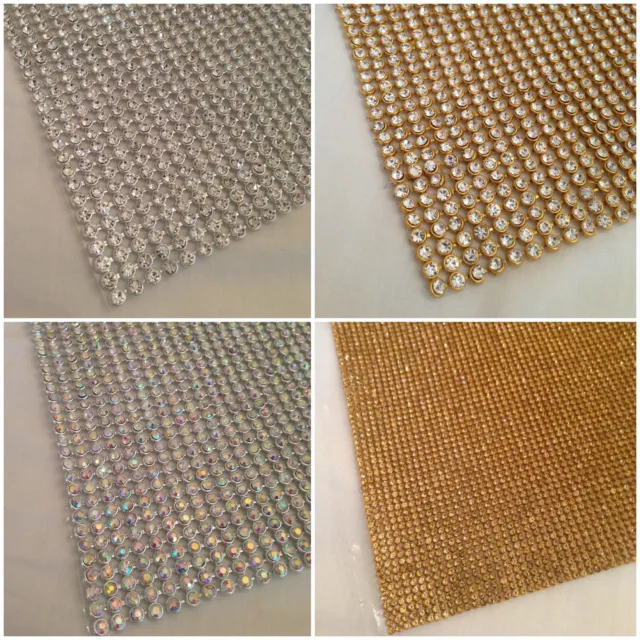 Aufbügeln Kätzchenstreifen Diamant Silber Regenbogen Kristall & Gold in verschiedenen Größen UK