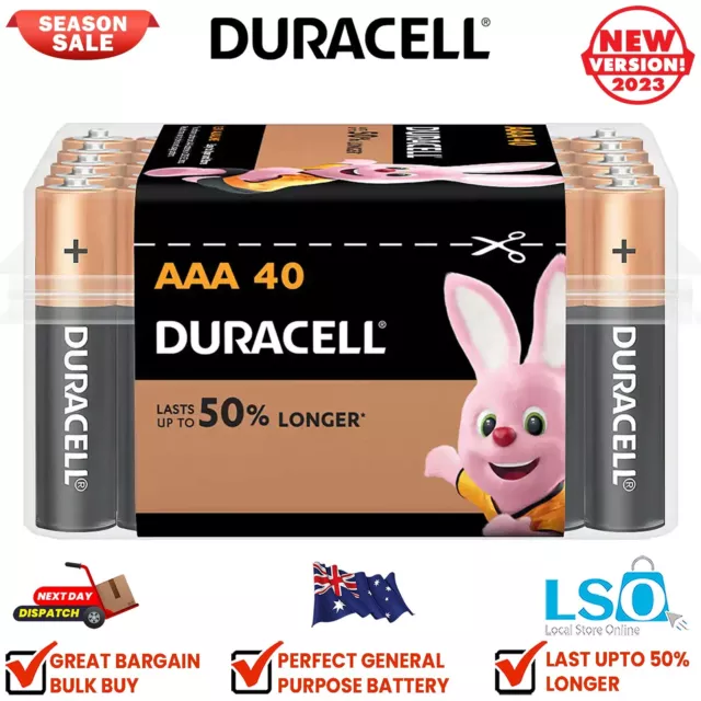 Duracell Coppertop AAA Battery Alkaline Batteries Long Lasting Geniune 40 Pack