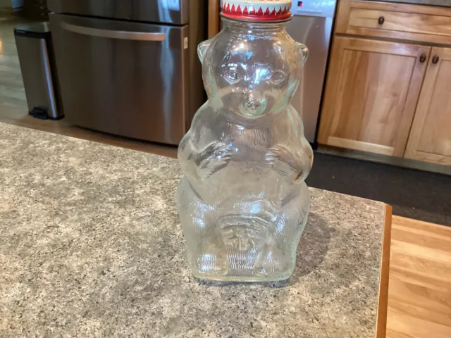 Vintage Snow Crest Bank Bottle Clear Glass Bear 1950-60s  In Salem Massachusetts