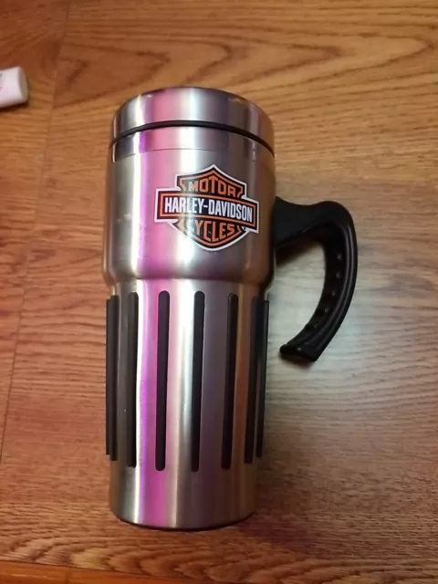 Harley Davidson Stainless Steel Travel Coffee Mug Tumbler 2 Sided W/ Handle