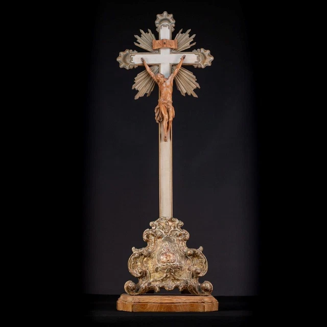 43.7" Altar Crucifix | 1800s Antique Wooden Church Cross 19th | Jesus Christ _ 43.7" Altar Crucifix | 1800s Antique Wooden Church Cross 19th | Jesus Christ _