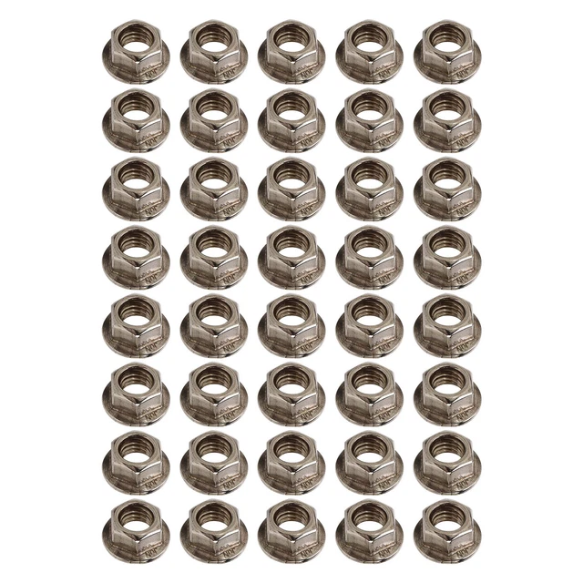 New 40pcs M10x1.25mm Hxagonal Flange Nuts Stainless Steel Rust Resistant Fine