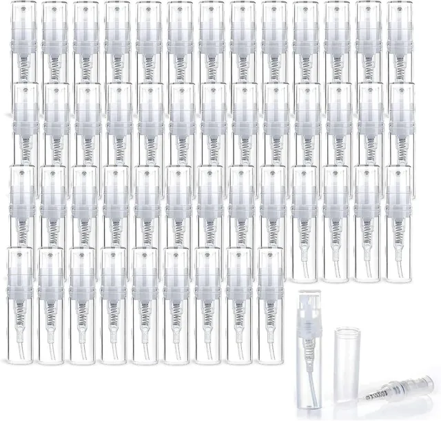 60pcs Clear Travel Small Empty Fine Mist Spray Perfume Refillable Bottle