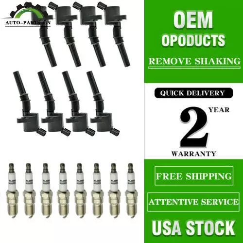 8X Ignition Coil Pack and Iridium Spark Plug For Ford F-150 4.6L DG508 SP479 USA