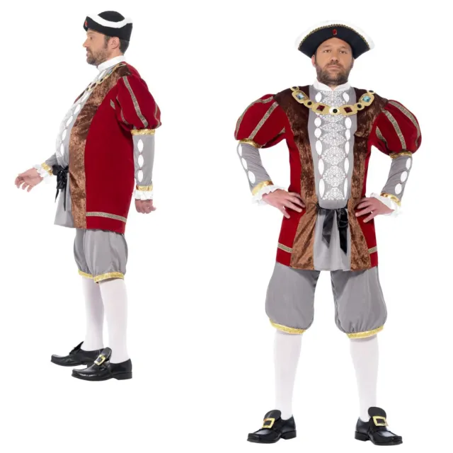 Costume elegante Tudor Deluxe Da Uomo Adulto Deluxe Re Enrico VIII Storico