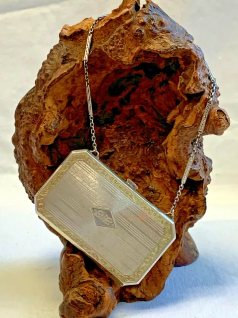 Sterling Silver Compact Wristlet Purse 84.34g Jewelry "BIB" Ornate Mirrored