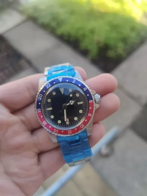 Mens 40mm Vintage Homage Watch Automatic sterile exactly as pictured pepsi GMT