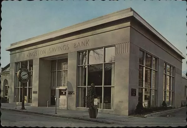 Kingston Savings Bank,NY Ulster County New York Frank Lauppe Chrome Postcard