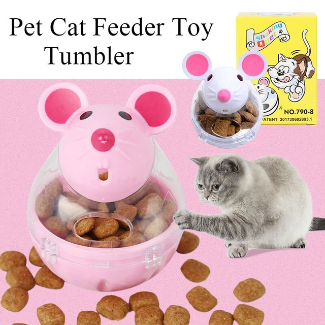 INTERACTIVE CAT FOOD Mouse Shape Feeder Funny Leakage Dispenser Kitten