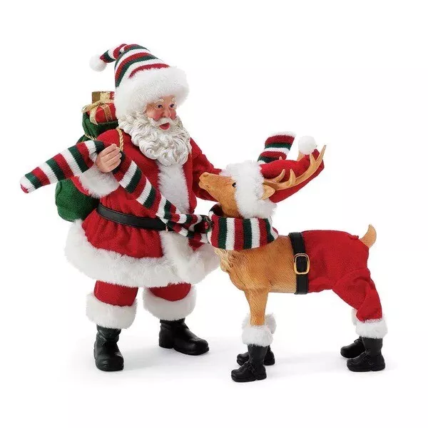 Dept. 56 Possible Dreams  Santa With Rein Deer Snappy Dresser 6010209 Clothtique