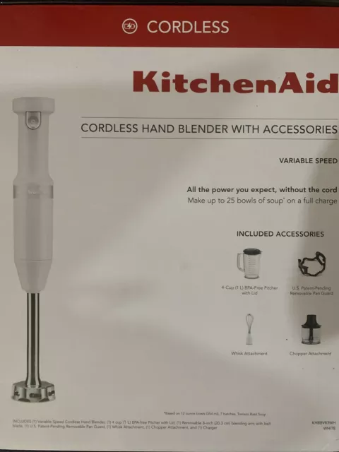 KitchenAid RKHB2351cu 3-Speed Immersion Silver Hand Blender With Chopper  Whisk