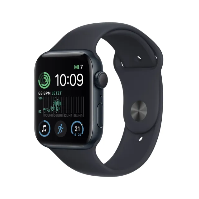 Apple Watch SE (2. Gen) GPS 44mm Aluminium Space Grau Sportarmband Mitternacht
