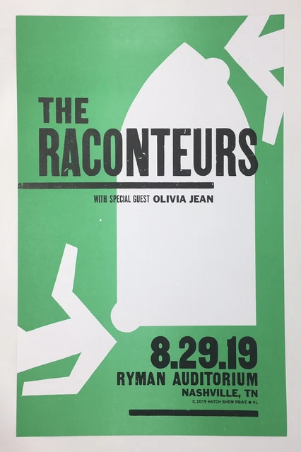 THE RACONTEURS 2019 Hatch Show Print #1 Of 3 Poster JACK WHITE Ryman Nashville