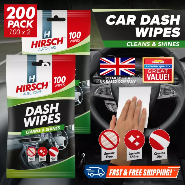 200pk Car Dash Wipes New Scent Gloss Interior Dashboard Streak Free Cleaning