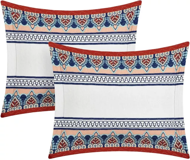 Elegante conjunto de 4 piezas de cubierta de edredón reversible ciprés para el hogar, reina, azul 3