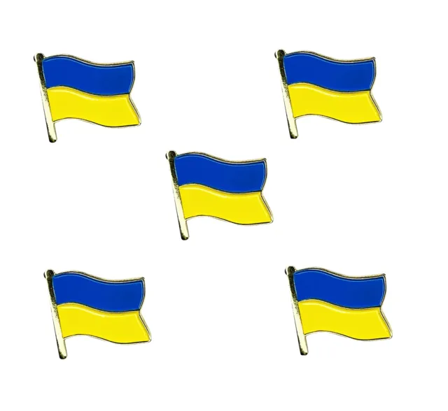 Ucrania Pin Bandera Pin, Brillante Saludando Troquelado de Solapa 75" - 5 Piezas