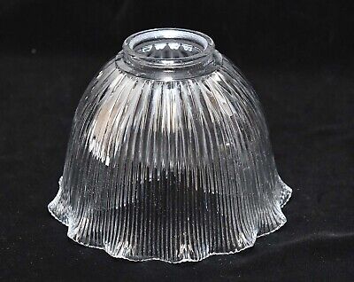 Vintage Clear Glass Holophane Ribbed Scallop Light Lamp Shade