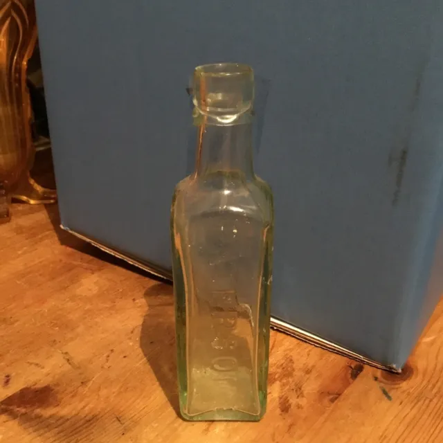 Vintage Paterson's Of Glasgow Camp Coffee Aqua Glass Bottle