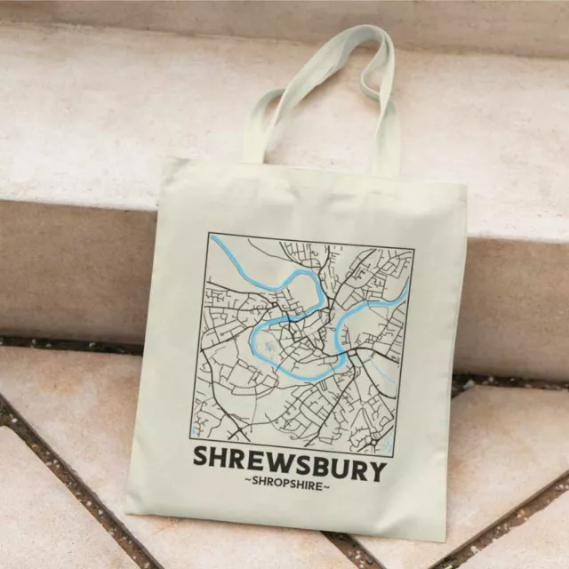 Shrewsbury - Shropshire City Street Map Tote Bag