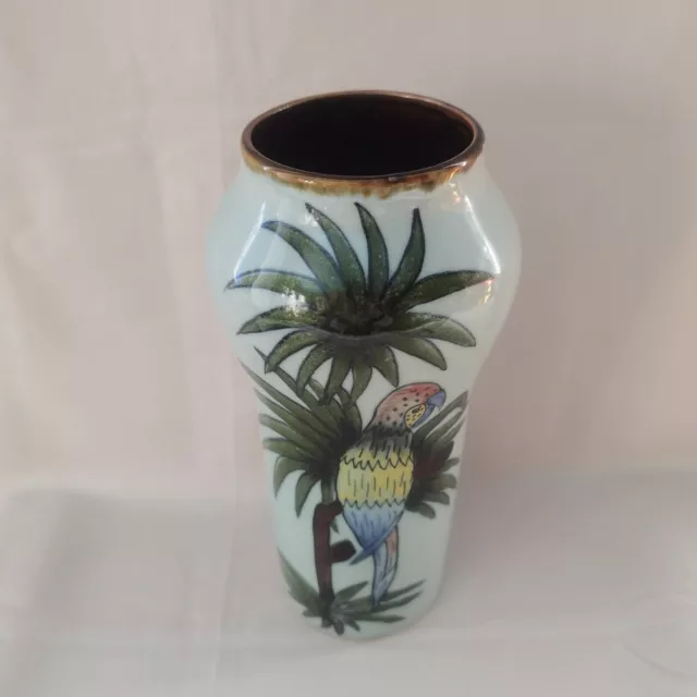 Vase en céramique,perroquet,jungle, Pierre Import,décoration,pot de fleur