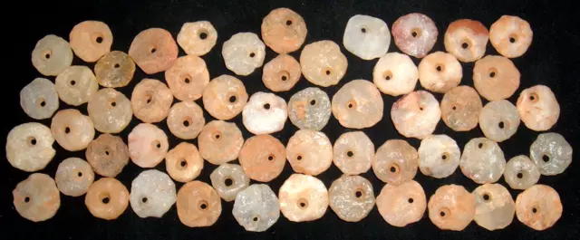 (55) Select Sahara Neolithic Quartz Disk Beads 12-15mm Ancient African Artifacts