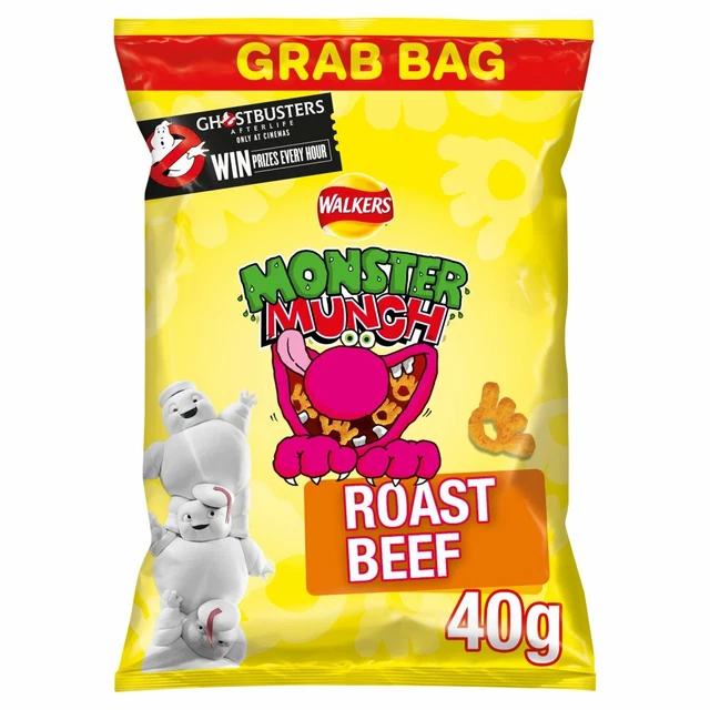 WALKERS MONSTER MUNCH Roast Beef Crisps Full Box 30x40g Free Delivery £