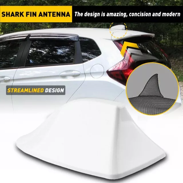 Universal White Antenna Fin Shark Cover Car Signal Trim Radio AM/ FM Aerial