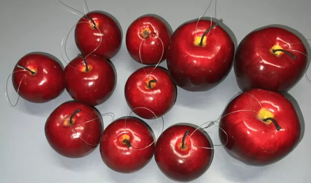 Artificial Red Apples Realistic Decorative Lot Of 11