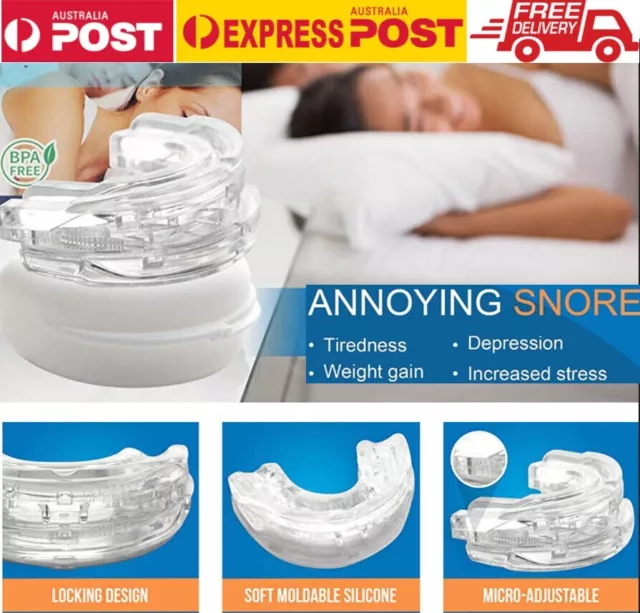 ADJUSTABLE ANTI SNORING Mouth Guard Piece Anti-Snore Sleep Apnea Teeth  Grinds.;- $13.46 - PicClick AU