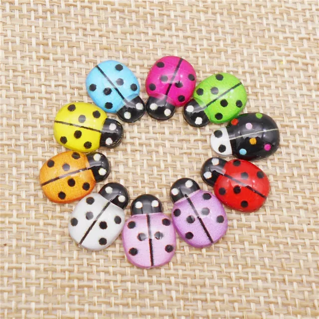 50-pack Flat Back Ladybug Resin Embellishments Cabochons DIY Craft Decor 13x9 mm