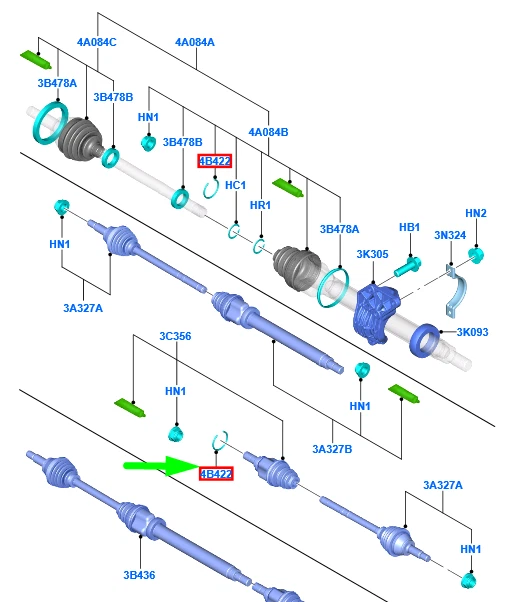 FORD FIESTA MK6 Front Axle Drive Shaft Circlip D1B74B422AA 1763568