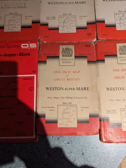 Six Vintage Old Ordnance Survey Maps Of Weston-Super-Mare No 165 3
