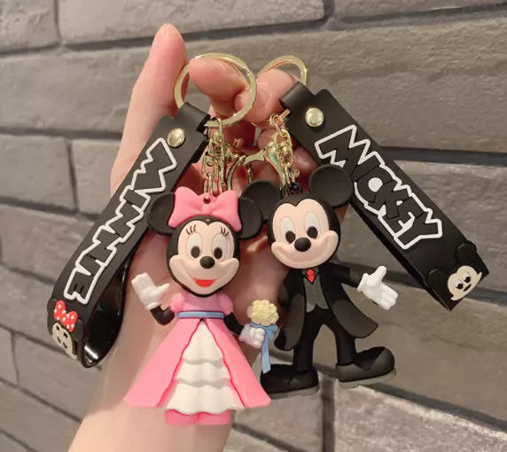 4 Styles Disney Mickey Minnie Mouse PVC Bags Hanger Pendant Keychains Key Rings