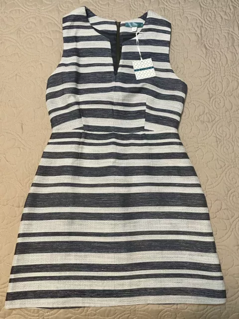 PIM & LARKIN Women's Sleeveless Dress Linen Navy Stripes Size Medium NEW NWT