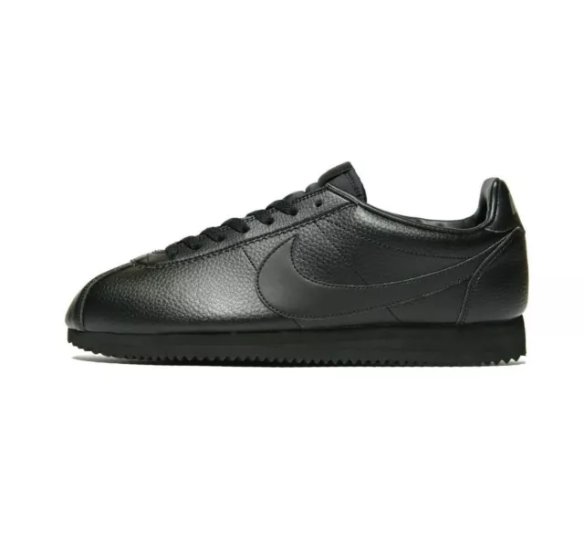 Nike Cortez Basic Leather OG Trainers - Triple Black - Size UK 8 (EU 42.5)  US 9