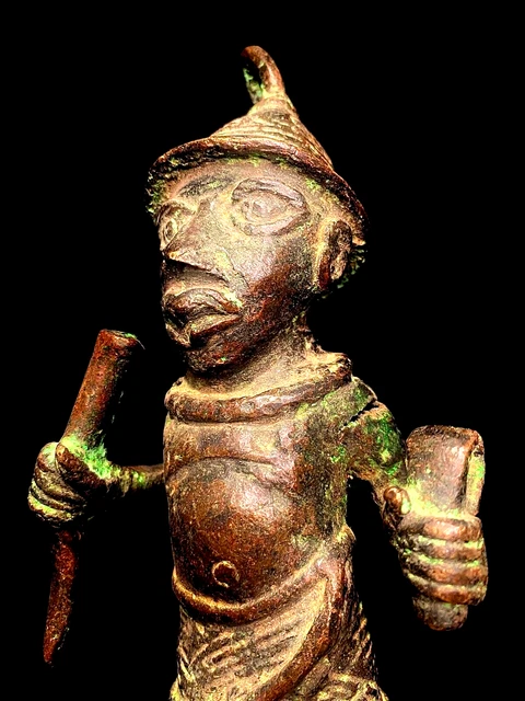 African Tribal Art Bronze Carved statue tribal Bronze Warrior Statues-5029