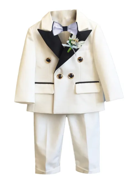 Blazer abito formale ragazzo manica lunga pantaloni lunghi cravatta fiocco spilla corsetto 4 pz