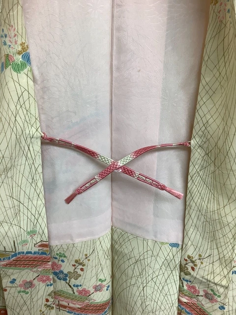 Japanese Vintage Kimono Haori Jacket silk Front strap through White 30 inch used 6