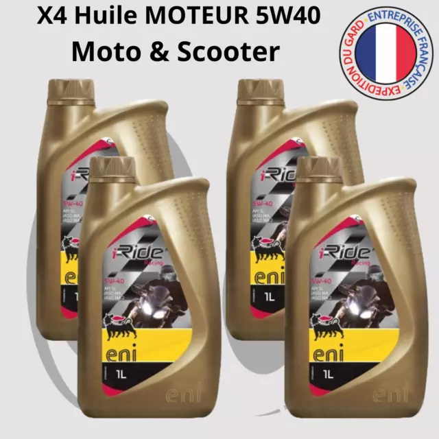 4 litres Huile moteur ENI i-Ride Racing 5W40 Moto et Scooter  x4 bidon 1L