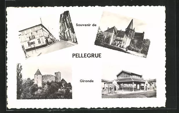 CPA Pellegrue, Souvenirkarte avec versch. diverses vues partielles der Ortschaf
